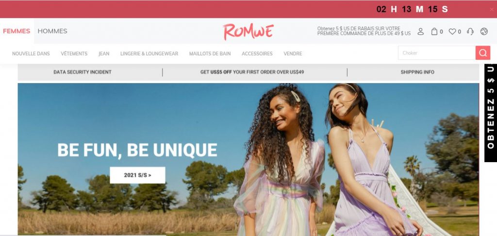 romwe site comme shein
